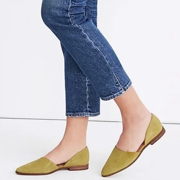 Madewell The Marisa D’Orsay Embossed Green Suede Flat Size 6.5 - Picture 1 of 8